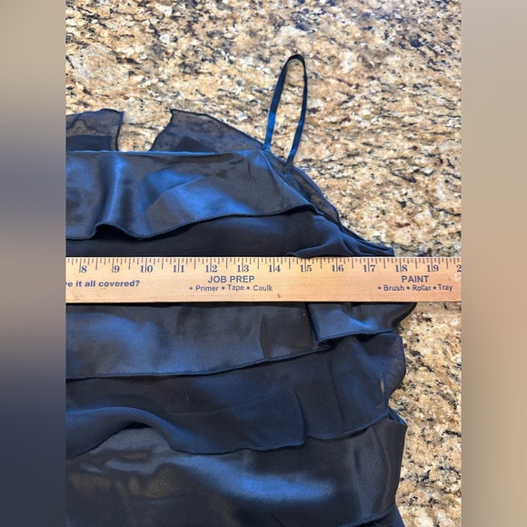 Adrianna women’s black tiered ruffle 100% silk y2k spaghetti strap dress sz 10 - Picture 4 of 7